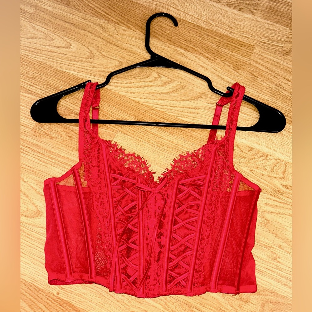 Victoria’s Secret Red Lace Corset Top - Size Small